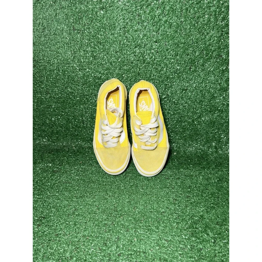 Vans Old Skool Checkerboard Toddler Size 11C Yellow Skate Shoe Casual Sneakers